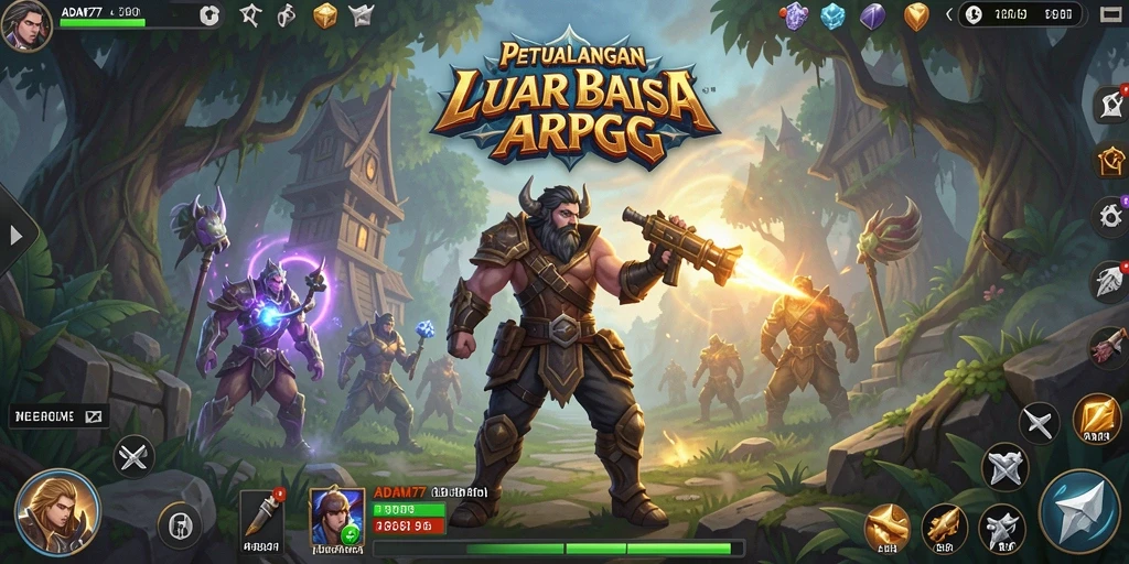 Tangkapan layar dari gameplay seru ADAM77 yang menampilkan aksi pertempuran.