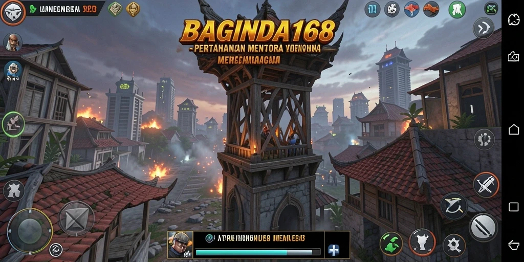 Screenshot utama menunjukkan aksi pertahanan menara yang mendebarkan.