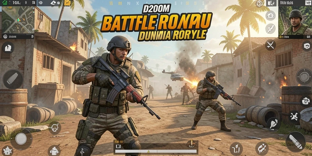 Gameplay intens di D200M dalam pertempuran Battle Royale.