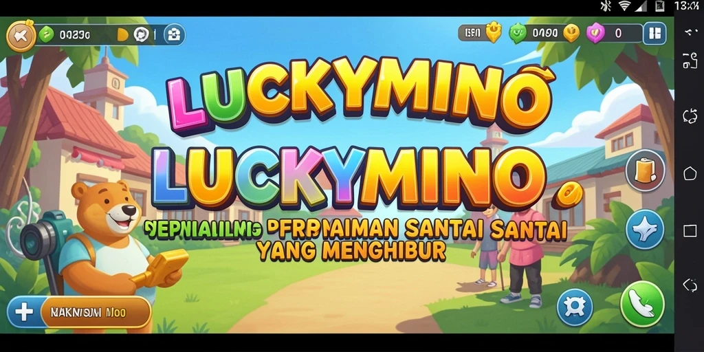 Tangkapan layar dari gameplay LUCKYMINO dengan grafis yang cerah dan karakter menawan.