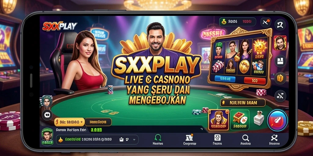 Tampilan gameplay SXXPLAY dengan dealer langsung dan suasana kasino yang mendebarkan.