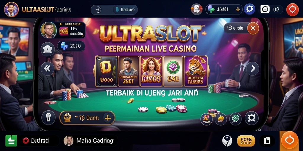 Screenshot gameplay ULTRASLOT yang menampilkan dealer dan pemain dalam aksi.